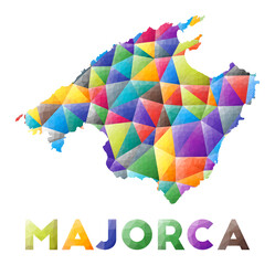 Majorca - colorful low poly island shape. Multicolor geometric triangles. Modern trendy design. Vector illustration.