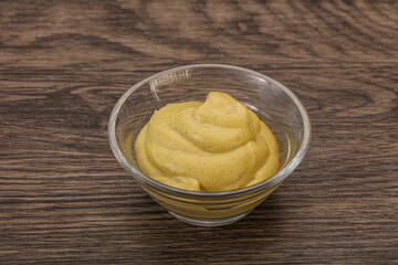 Dijon mustard sauce in the bowl