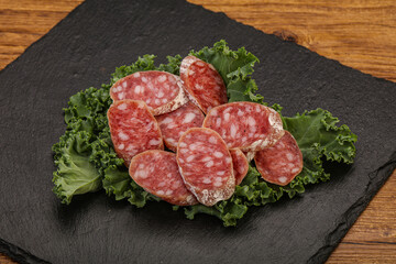 Iberian pork Fuet sausage slices