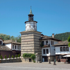 ancient clock tower in the town of Tryavna Bulgaria