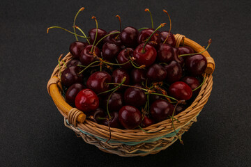 Sweet cherry in the basket