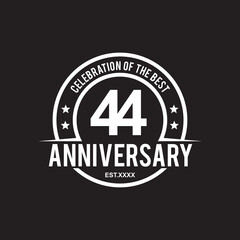 Fototapeta na wymiar 44th year anniversary logo design template
