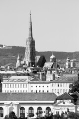 Fototapeta na wymiar Vienna city skyline. Austria black and white.