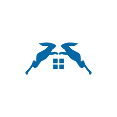 Rabbit home logo design template