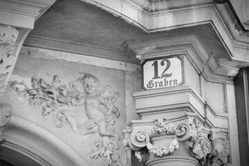 Vienna - Graben street. Austria black and white.