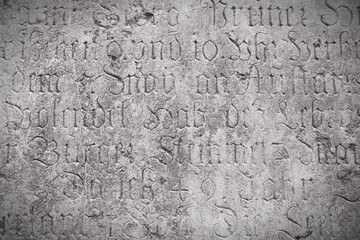 Obraz premium Old gothic text in Vienna. Black white vintage tone Austria.