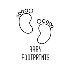 Fototapeta premium Baby footprints icon in outline style. Little boy or girl linear footsteps. Vector thin line illustration. 