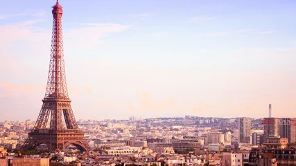 Fotobehang Paris France - Eiffel Tower sunset © Tupungato