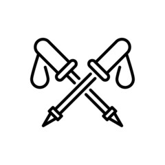 Trekking pole vector outline icon style illustration. EPS 10 file