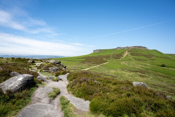Higger Tor as viewed from Carl Wark in the Peak District National Park in Derbyshire.