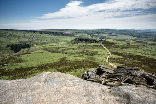 The ancient Iron Age hill fort Carl Wark near Higger Tor in the Peak District National Park in Derbyshire.