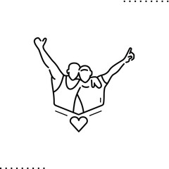 Conceptual design of gay couple, homosexual men, LGBT community vector icon in outline