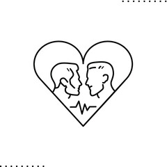 Conceptual design of gay couple, homosexual men, LGBT community vector icon in outline