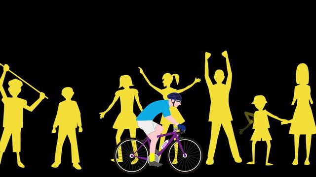 自転車レーサーを応援している人々