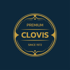 Retro label or badge. Vintage design stamp or sticker template. Premium product, original brand circle emblem or logo for business and fashion typography. Vector illustration.