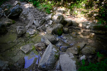 Ruscello lungo il sentiero per le cascate del Fosso di Teria a Secchiano nelle Marche