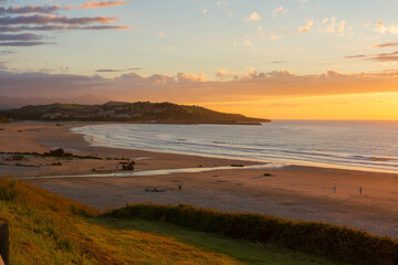 Beautiful sunset in a beach of Cantabria, Spain