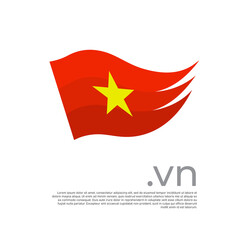 Vietnam flag. Colored stripes vietnamese flag on a white background. Vector flat design of national poster with vn domain, place for text. Brush strokes. State patriotic banner of vietnam, cover