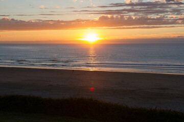 Beautiful sunset in a beach of Cantabria, Spain