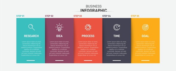 Infographic design with icons and 5 options or steps. Thin line vector. Infographics business concept. Can be used for info graphics, flow charts, presentations, web sites, banners, printed materials.