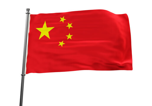 Chinese Flag Isolated On White Background