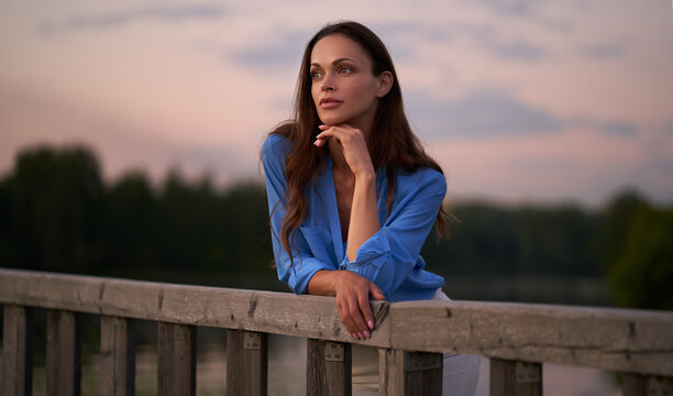 Summer portrait of a beautiful wonan in the nature