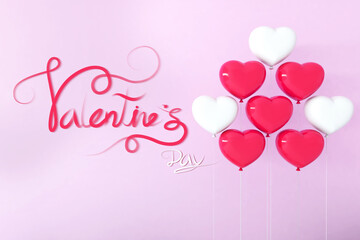 Colorful Bunch of Birthday 3D Balloons Flying for Party in room. 3D illustration, 3D rendering	
