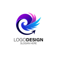 playful bird and circle logo design