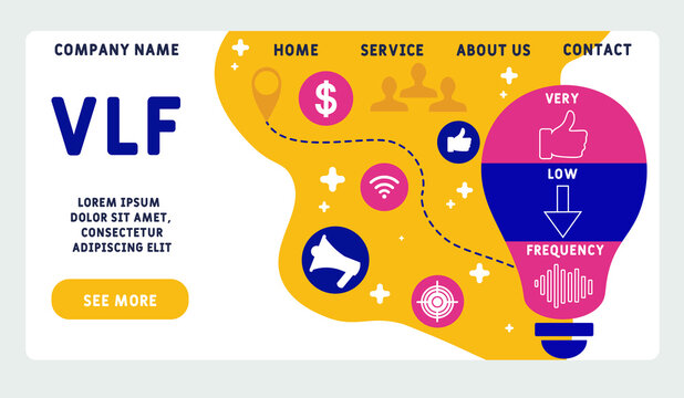 Vector website design template . VLF - Very Low Frequency acronym. business concept. illustration for website banner, marketing materials, business presentation, online advertising.