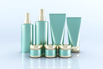 Cosmetics on White Background. 3D illustration, 3D rendering	
