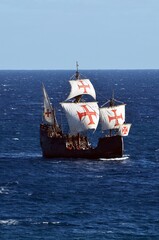 Santa Maria Sailing ship ( replica ) in the Atlantic Ocean