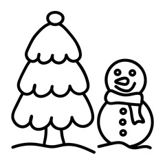 xmas tree and snowman