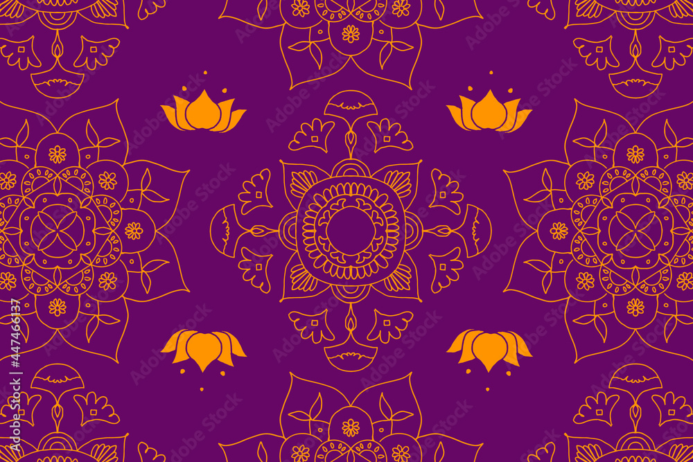 Sticker Purple Diwali Indian mandala background