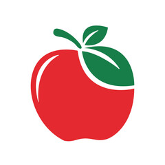 Red Apple. Flat design of a red apple on a white background. Illustration.