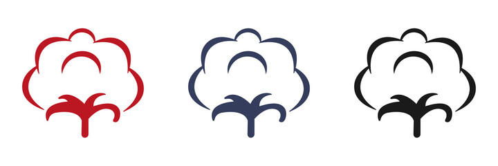 Cotton plant icons set. Cotton logo. Illustration on a white background.