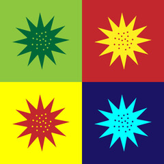 Pop art Sea urchin icon isolated on color background. Vector.