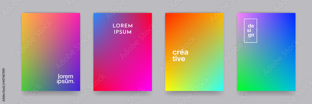 Aufkleber Pattern backgrounds, color gradient and abstract geometric line design, vector. Halftone color gradient pattern background for book cover