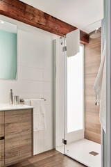 Beautiful and luminous modern bathroom with a minimalist concept