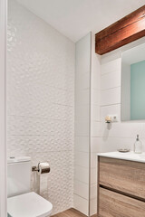 Fototapeta na wymiar Beautiful and luminous modern bathroom with a minimalist concept