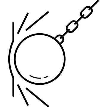 A wrecking ball crashing into a wall