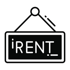 for rent trendy icon, glyph style isolated on white background. Symbol for your web site design, logo, app, UI.