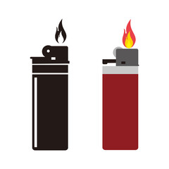 Lighter set vector icon illustration sign