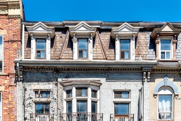 Old Victorian-style facades of Toronto buildings, Canada