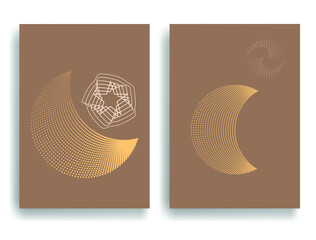 Posters with moon and stars in Boho style.  geometric shapes  .Minimal design with modern art elements . Trendy icon  . Vector illustration .