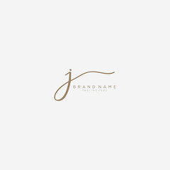 letter J gold handwritten logo vector design template.