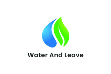 Water and leaf logo design template
