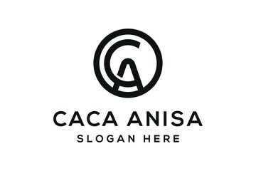 Letter CA or AC logo design template in white background