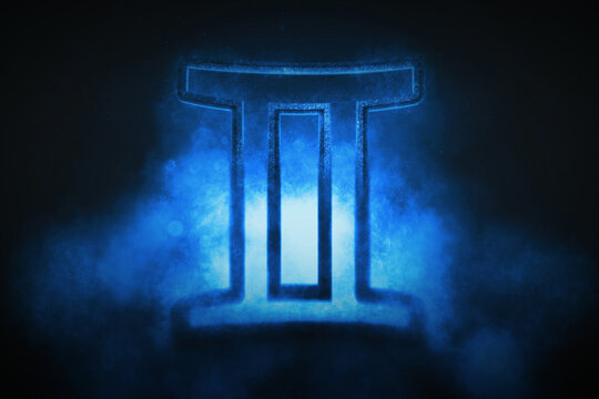 Gemini zodiac sign, night sky, Horoscope Astrology background, Gemini horoscope symbol