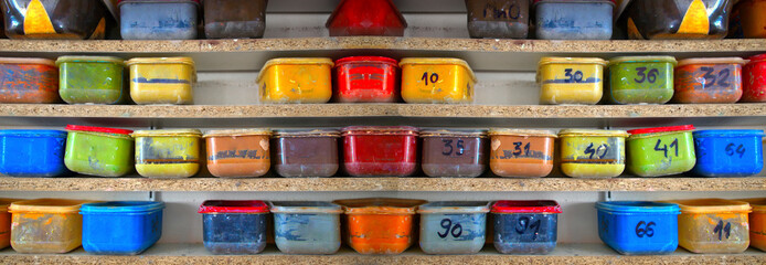 A palette of various vibrant colors