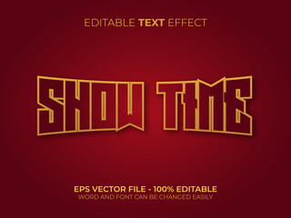Editable text effect show time style. Flat red gold theme.